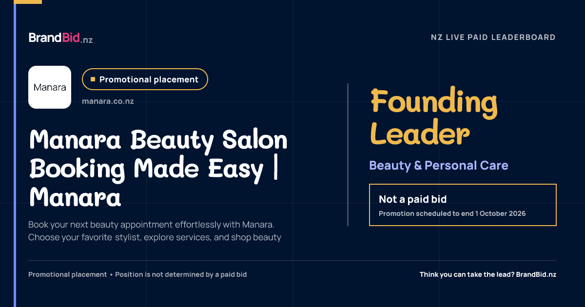 Manara Beauty Salon Booking Made Easy | Manara is the promotional Founding Leader in Beauty & Personal Care on BrandBid.nz. This is not a paid bid.